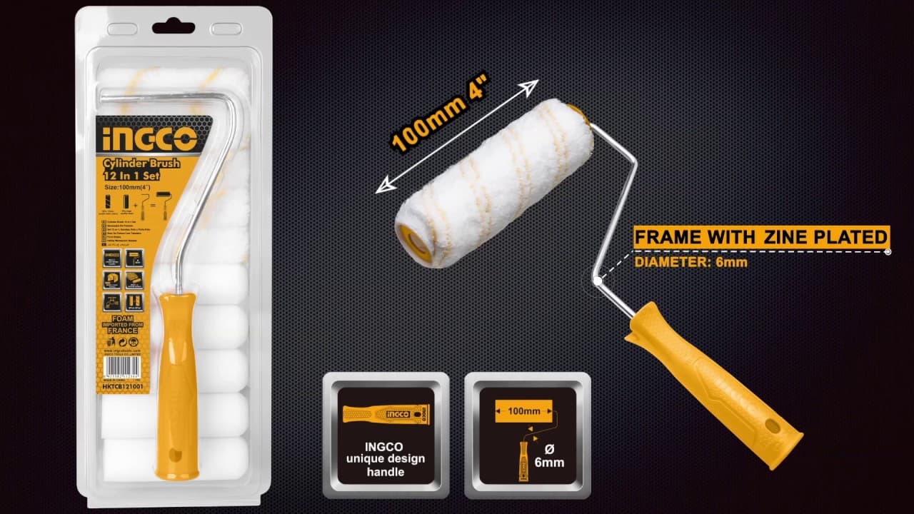 Miniatură video: INGCO Cylinder brush 12 in 1 set HKTCB121001
