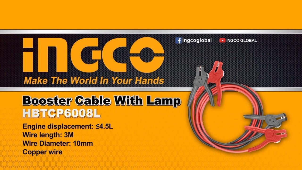 Miniatură video: Кабеля с зажимами для запуска 600A INGCO HBTCP6008L/ HBTCP6008