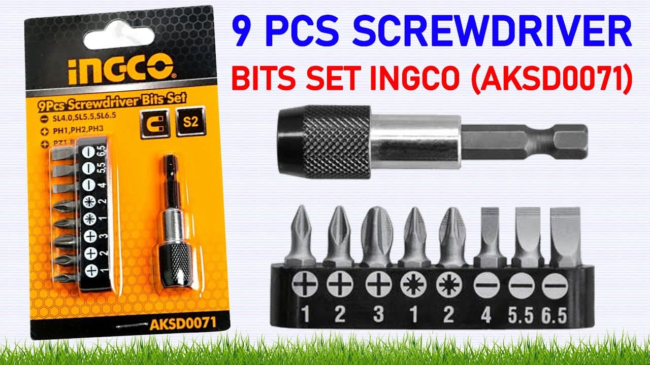 Miniatură video: 9 PCS SCREWDRIVER BITS SET INGCO (AKSD0071) ||  Impact Screwdriver Bits HEX 1/4"