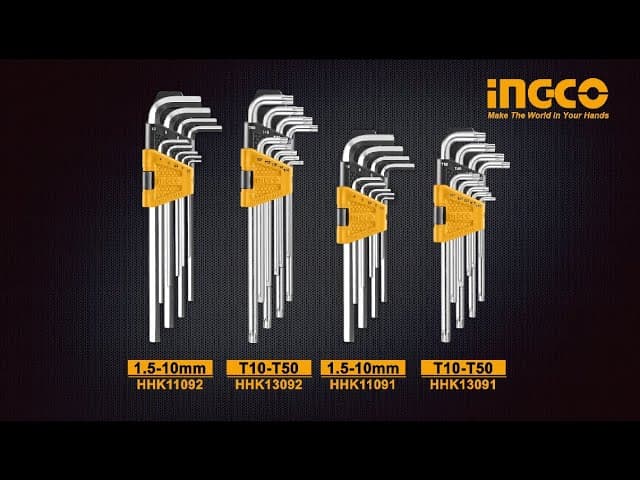 Miniatură video: Κλειδιά Άλλεν HHK11092 HHK13092 HHK11091 ΗΗΚ13091 Hex key INGCO