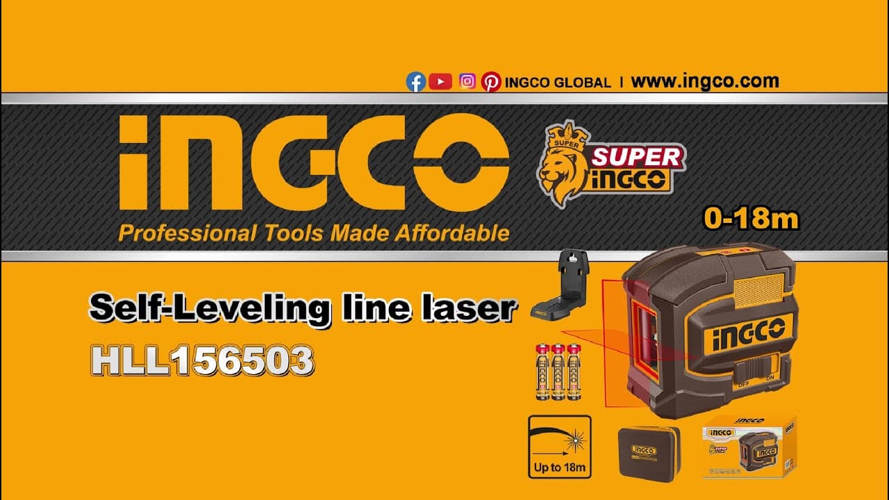 Miniatură video: Αυτοαλφαδιαζόμενο Κόκκινο Laser Σταυρού 2 Ακτίνων HLL156503 Self leveling line laser INGCO