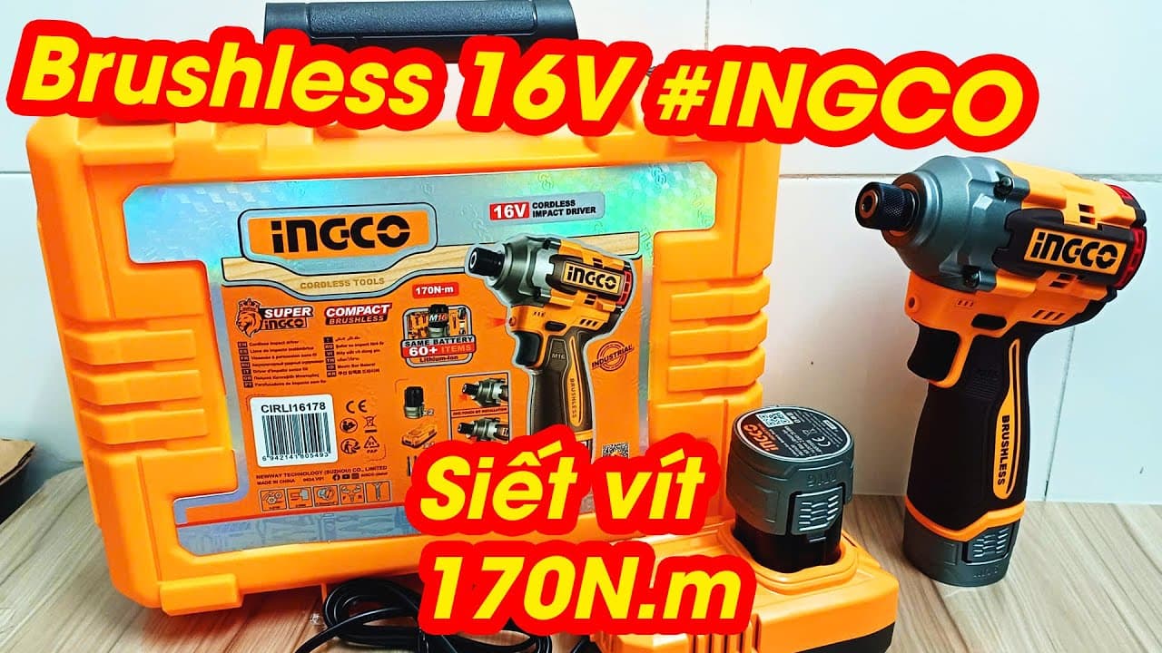 Miniatură video: SIÊU PHẨM Máy siết vít 16V INGCO CIRLI16178 170Nm Brushless lực siết siêu khỏe chính hãng