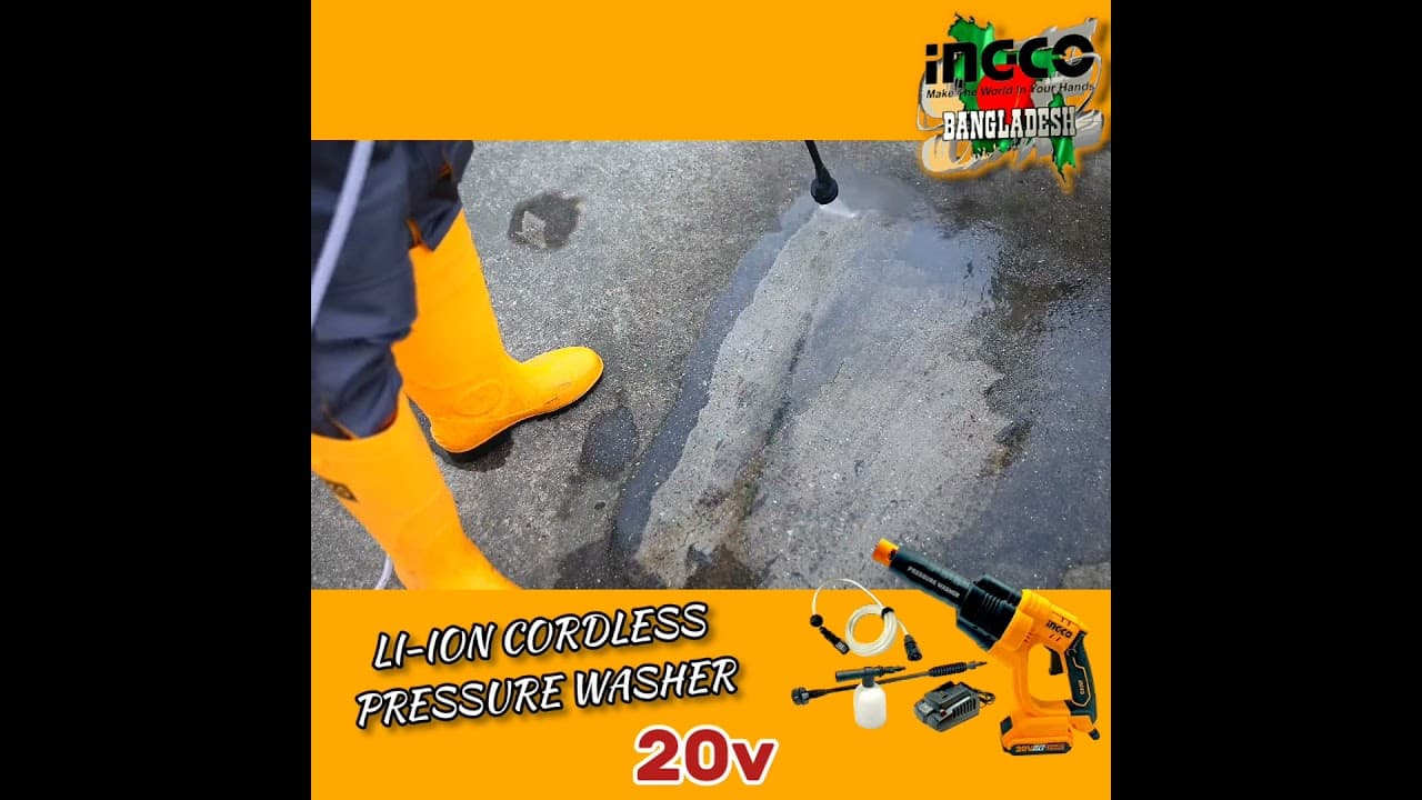 Miniatură video: LI-ION CORDLESS PRESSURE WASHER - 20V - INGCO CPWLI2008