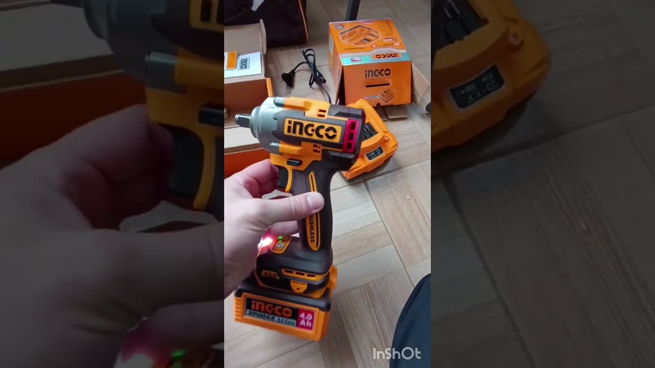 Miniatură video: INGCO 20V udarni odvijac 400Nm Brushless Cordless Impact Wrench CIWLI20401 Unboxing & test