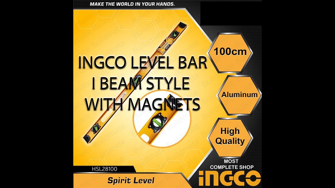 Miniatură video: Ingco HSL28100 100cm Spirit Level I Beam Style