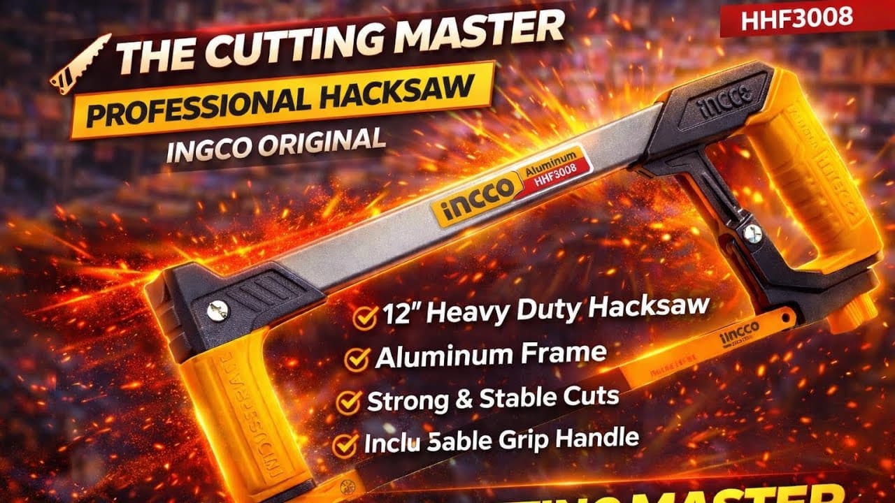 Miniatură video: 🪚 INGCO Hacksaw Frame – The Cutting Master📌 Model: HHF3008📏 Size: 12” (300mm)