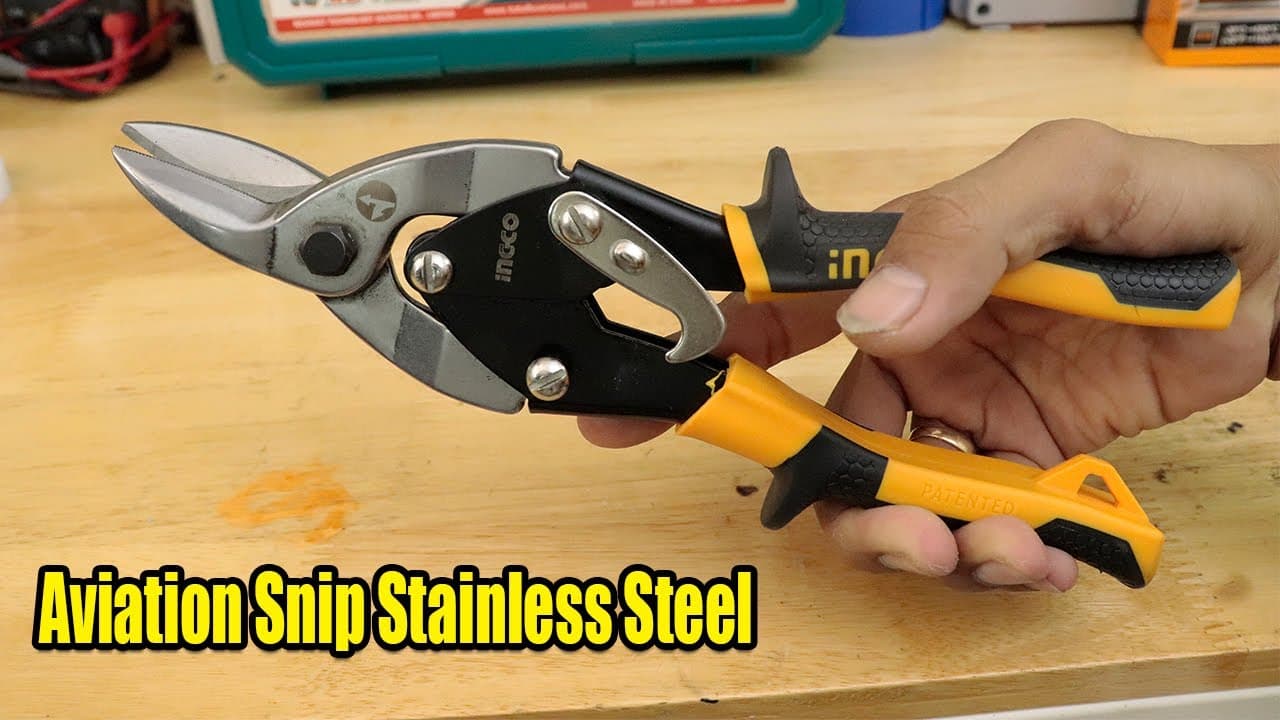 Miniatură video: Review iNGCO Aviation Snip Stainless Steel 0 5mm Carbon Steel 1 2mm HTSN0110L