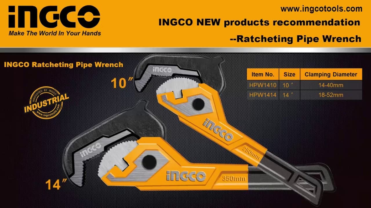 Miniatură video: LLAVE DE CAÑO ATUO AJUSTABLE INGCO  HPW1410 HPW1414