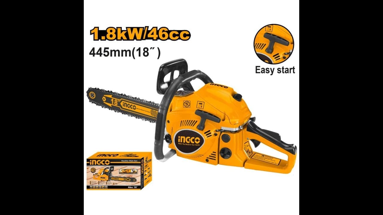 Miniatură video: Ingco Gasolene Chainsaw 18" / 46cc, GCS5451811 #ingcopowertools #chainsaw #ingcotools