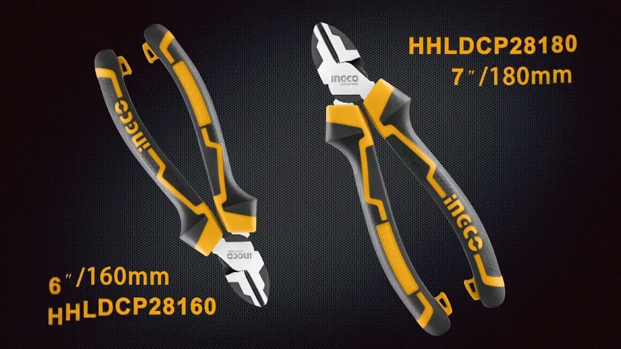 Miniatură video: INGCO 180mm High leverage Diagonal Cutting Pliers, HHLDCP28180