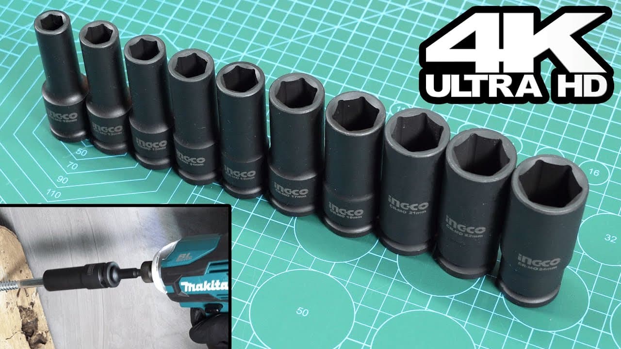 Miniatură video: Ingco Deep Impact Socket Set HKISSD12102L Unboxing and Testing