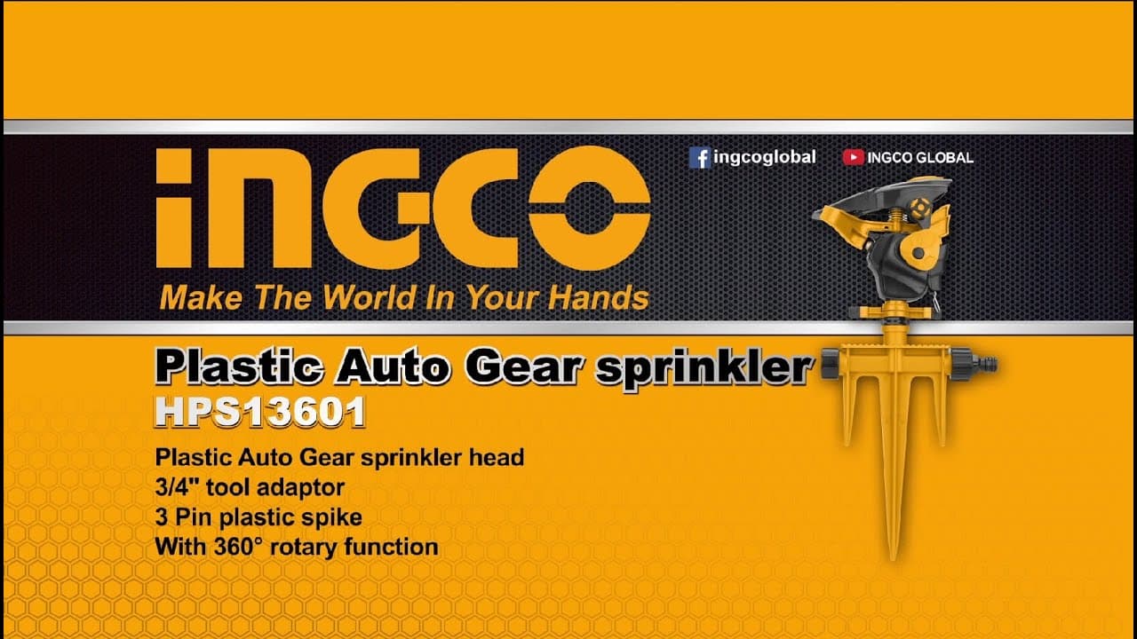 Miniatură video: Καρφωτό Παλμικό Μπεκ για 227-380m²  HPS13601 Plastic auto gear sprinkler INGCO