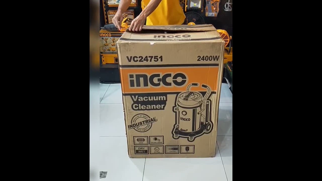 Miniatură video: INGCO Industrial Heavy Duty Vacuum Cleaner 2400W 75L | VC24751