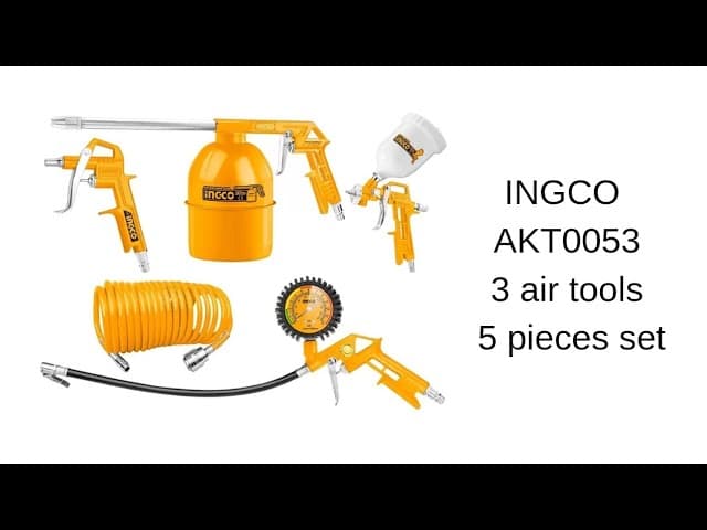 Miniatură video: INGCO AKT0053 3 Air tools 5 pieces set unboxing