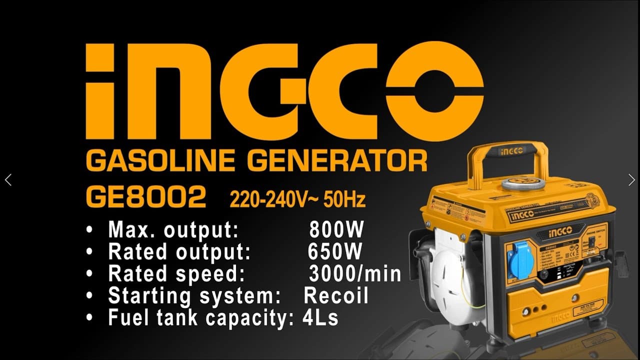 Miniatură video: GE8002 Gasoline generator INGCO