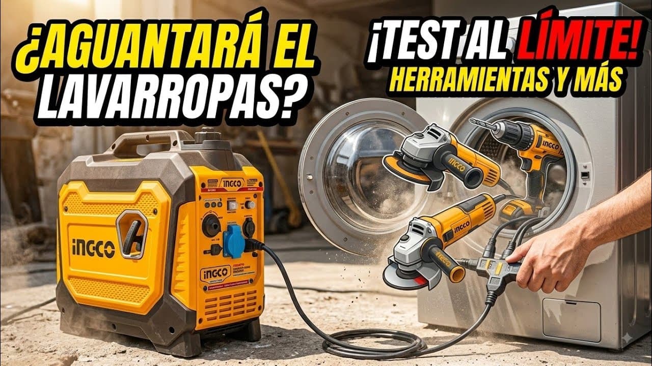 Miniatură video: Generador INGCO GEI23006 en acción ⚡ | Prueba real con herramientas, anafe y lavarropas