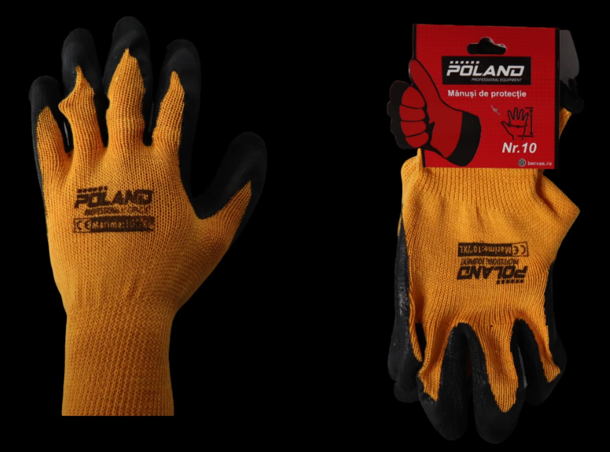 Manusi Cauciucate Panza Poland Negru/Portocaliu Nr.10 XL