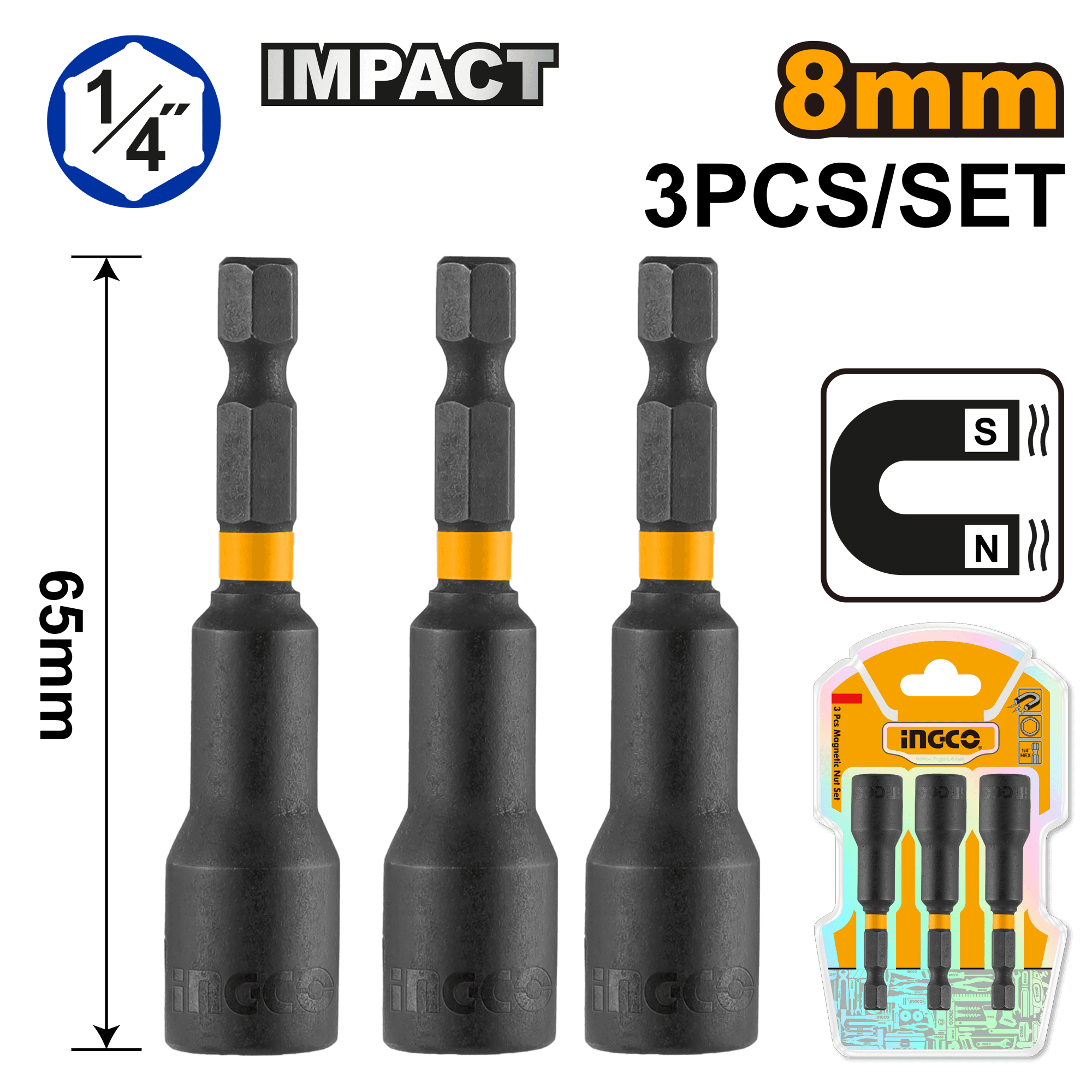 Cheie Magnetica 1/4 13mm Set 3 buc