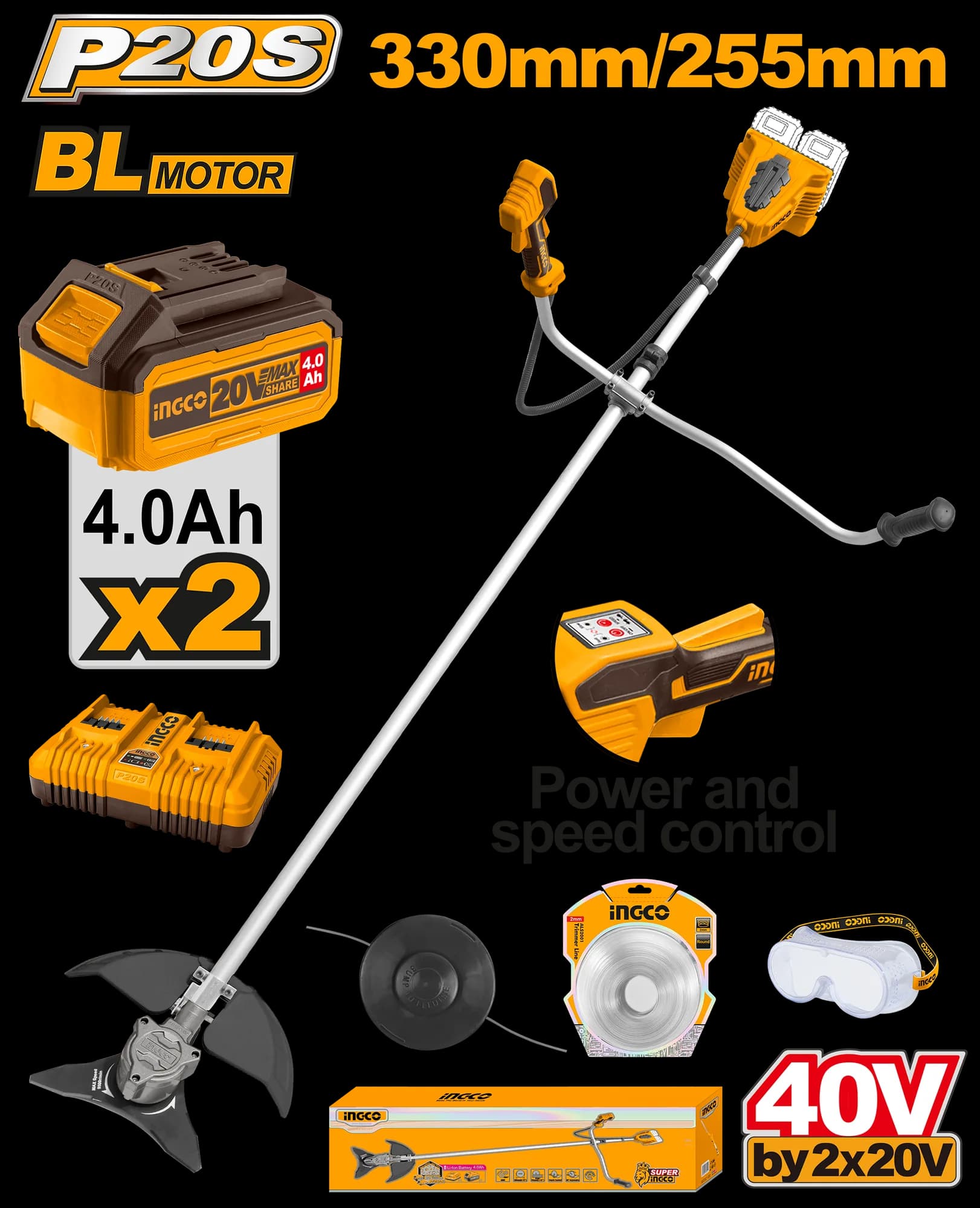 Motocoasa 40V 2 acumulatori 4Ah