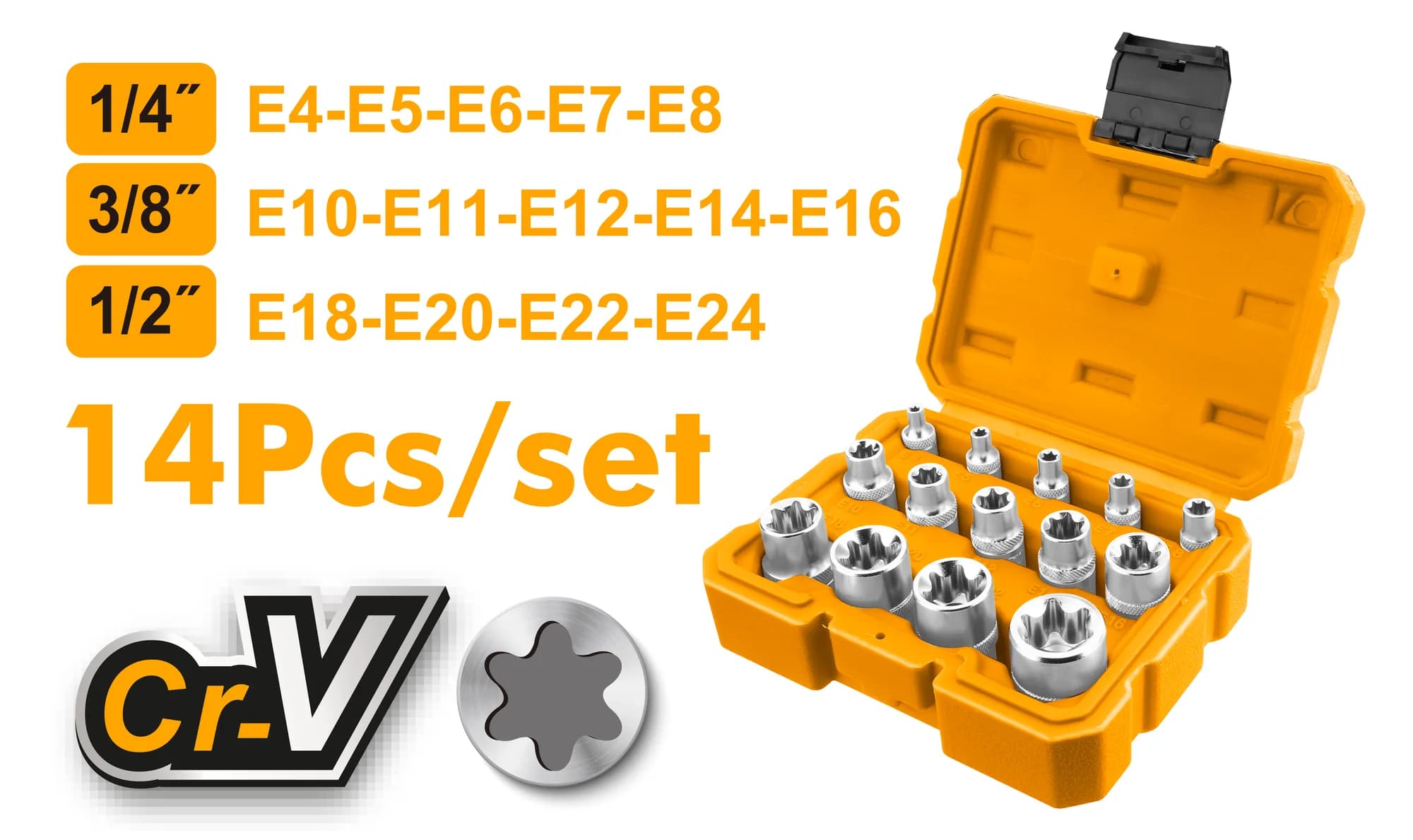 Trusa Chei Tubulare Stea CR-V 14buc