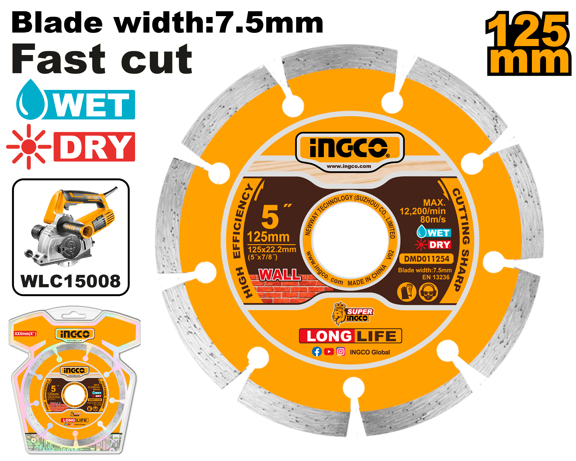 Disc Diamantat Intrerupt Profi Umed-Uscat 125x22.2mm