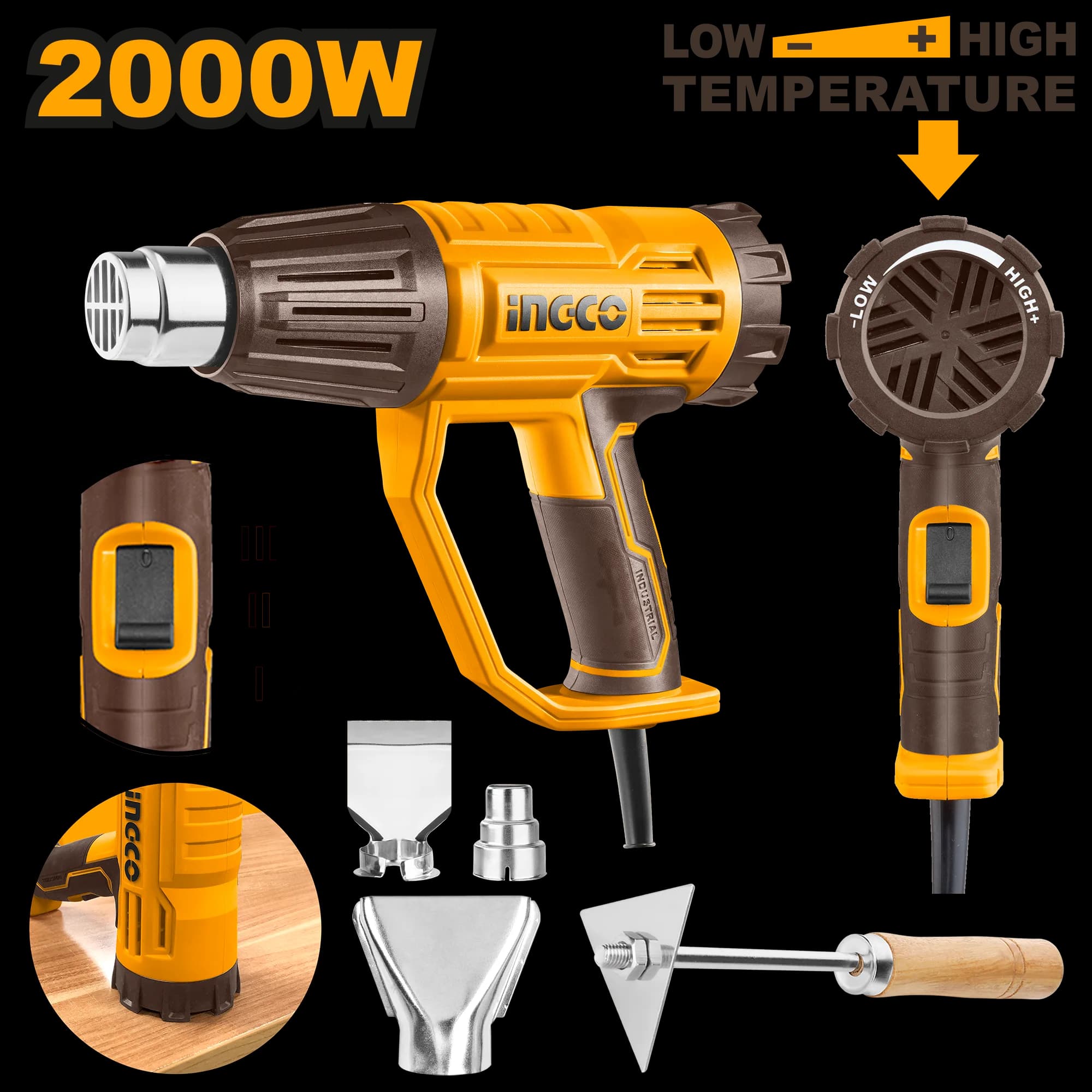 Pistol cu Aer Cald 2000W 6 Reglaje si Accesorii