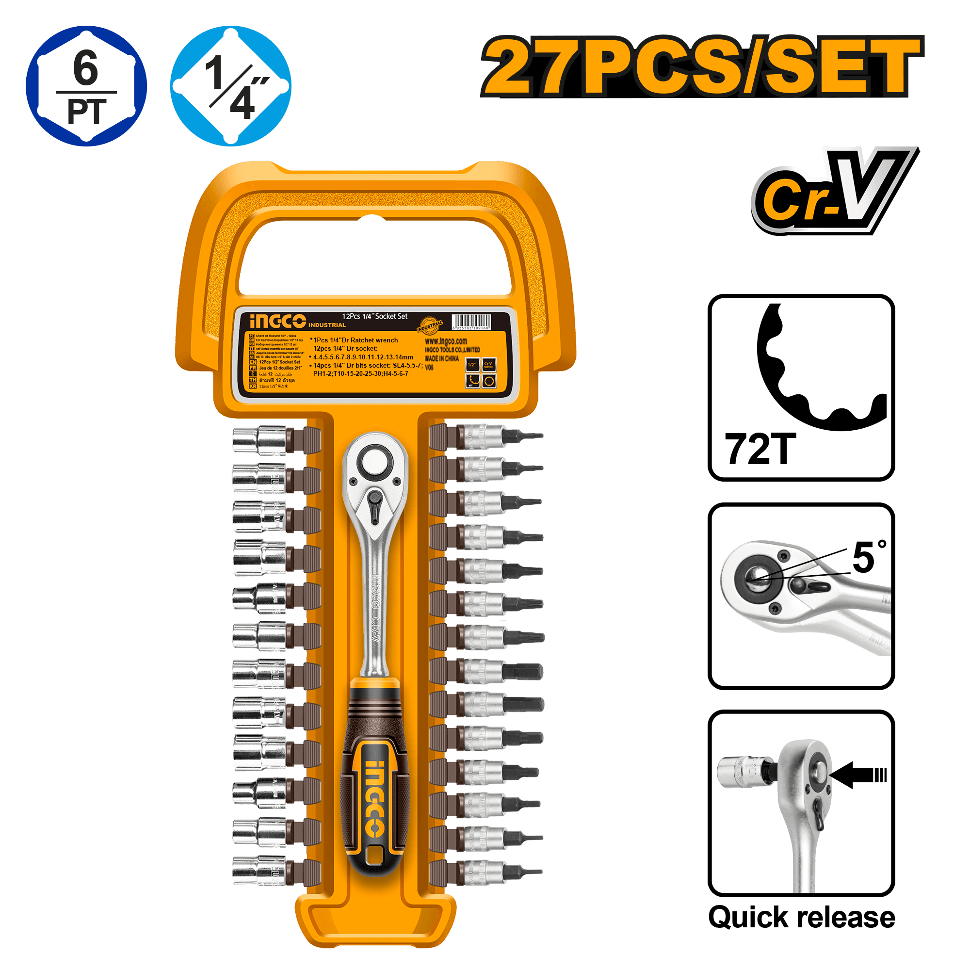 Set Chei Tubulare Clichet 1/4 27buc