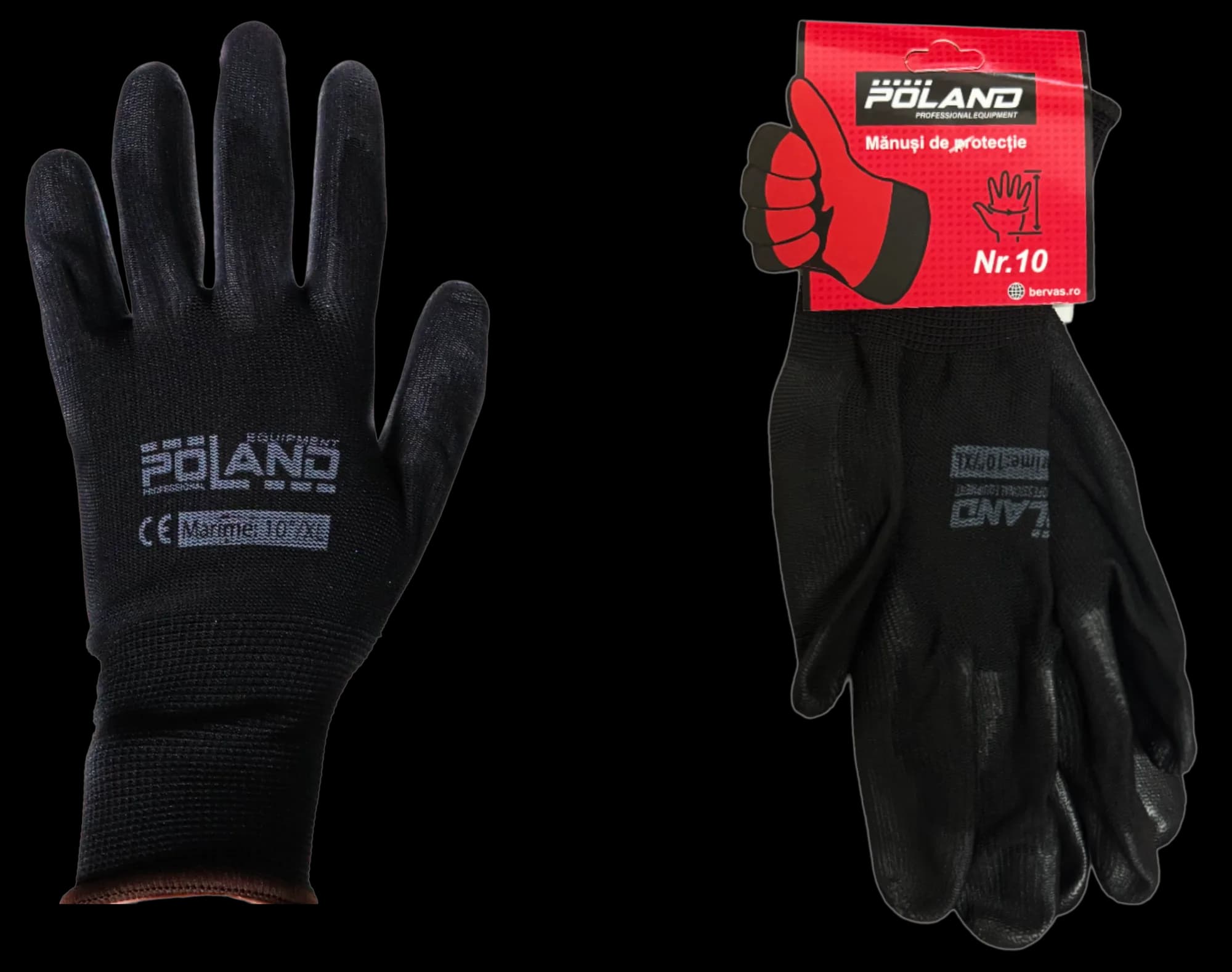 Manusi Cauciucate Poland PU Nr.10 XL Negru