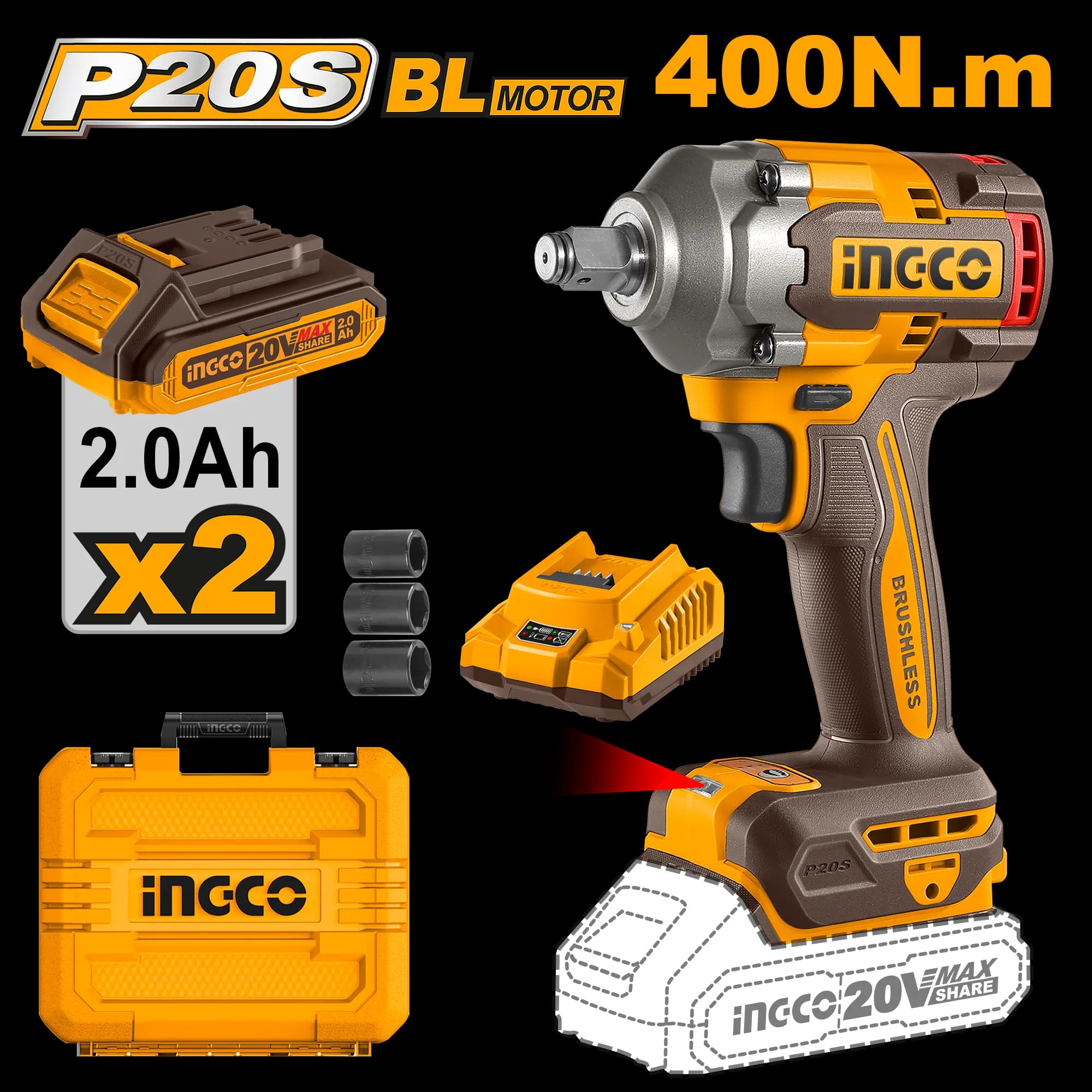 Filetanta 20V 1/2 400nm cu 2 Acumulatori