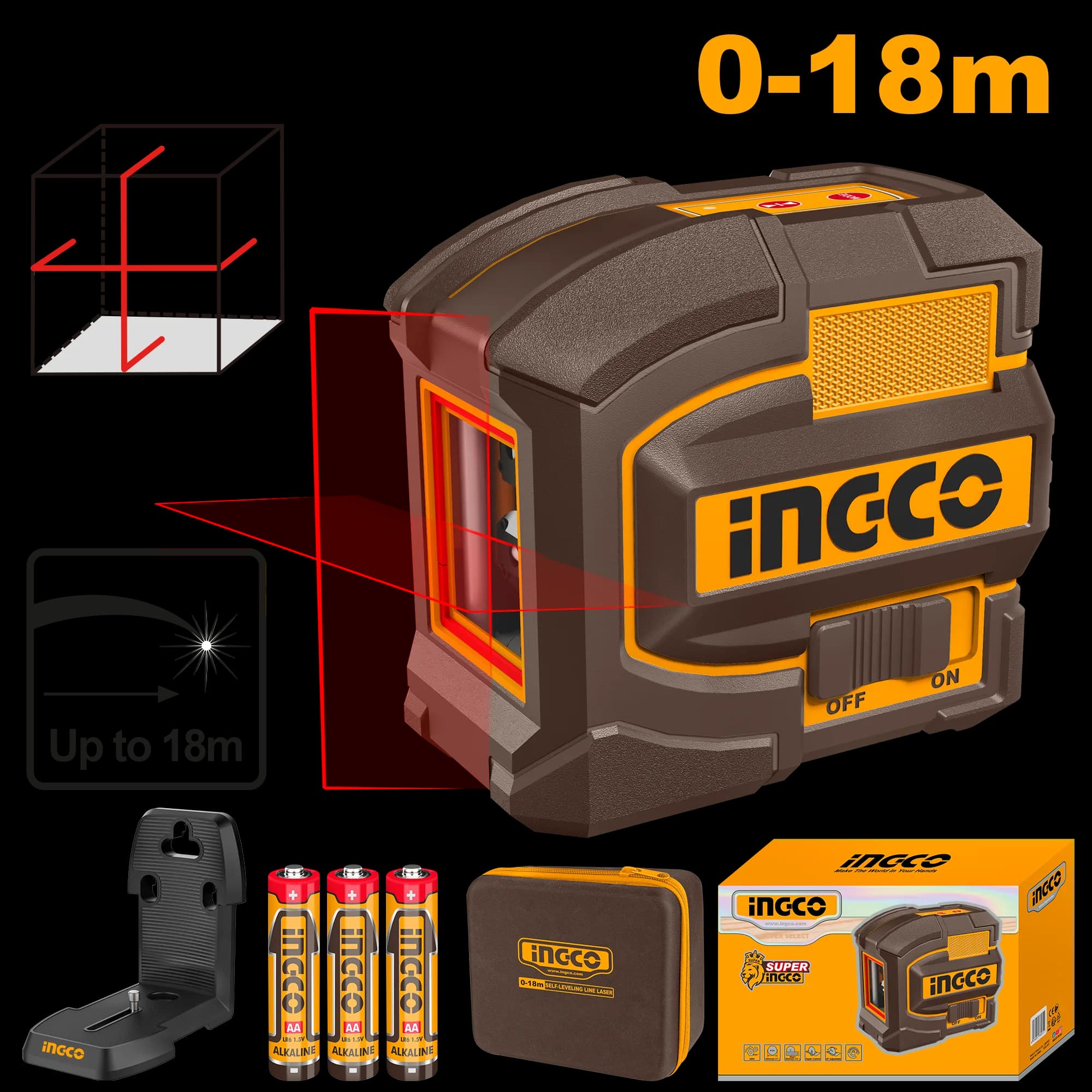 Nivela cu Laser Rosu cu Autonivelare 0-18m