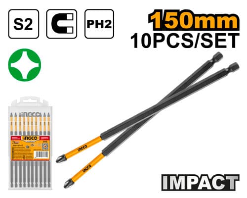 Set Biti PH2 Lungi Impact Surubelnita 10buc 200mm