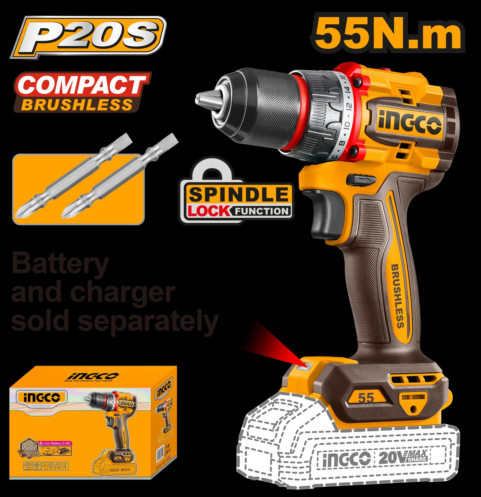 Bormasina 20V 55nm Fara Baterie