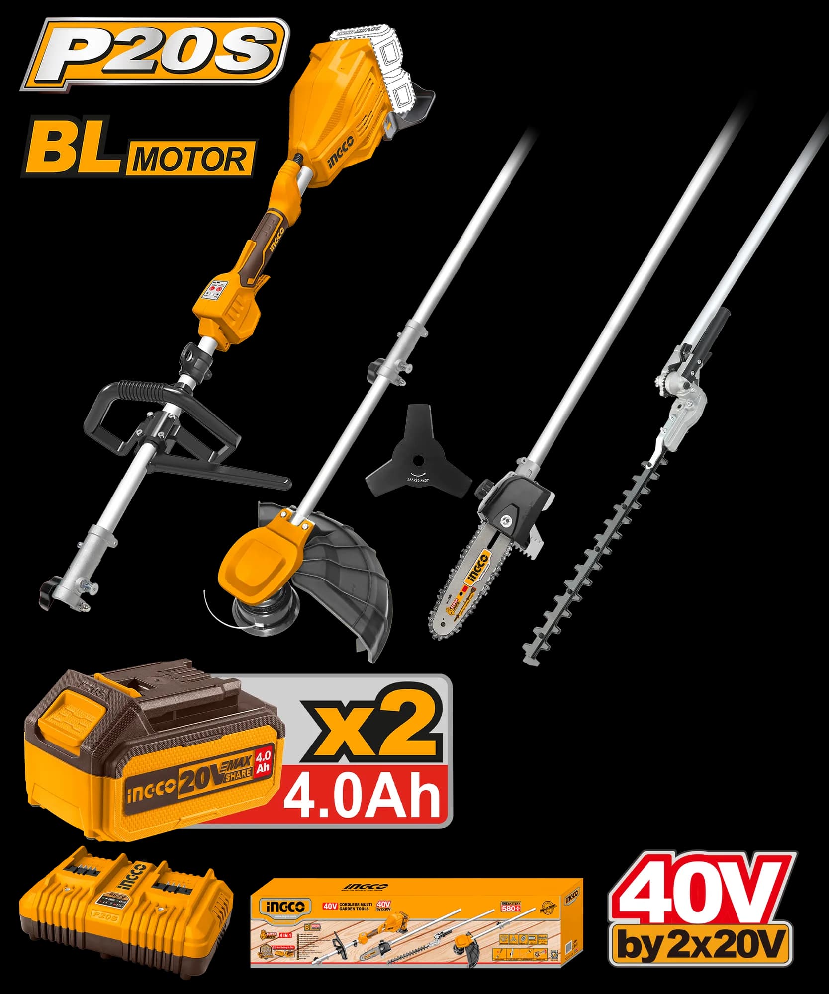 Motocoasa 40V cu 4 Functii