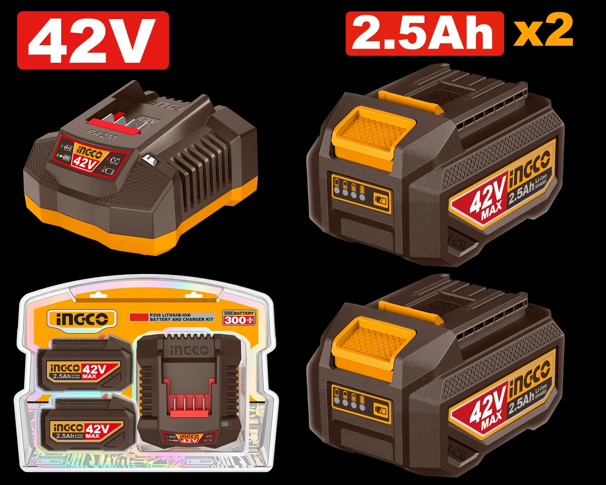 Baterie (Acumulator) 42V 2.5Ah Set 2 Buc cu Incarcator