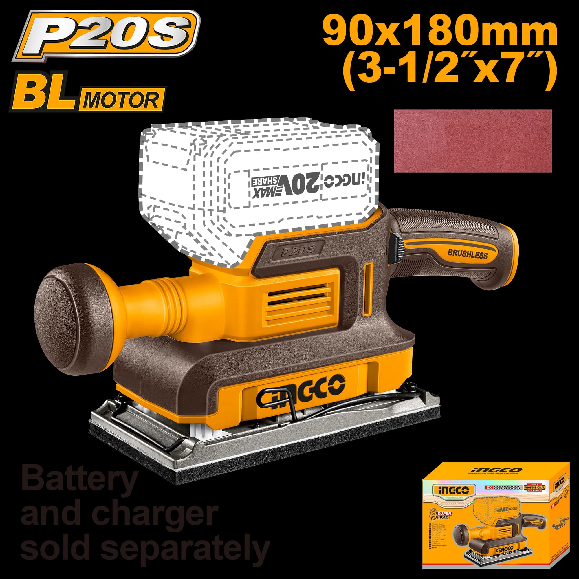Slefuitor 20V 90x180mm 13000rpm