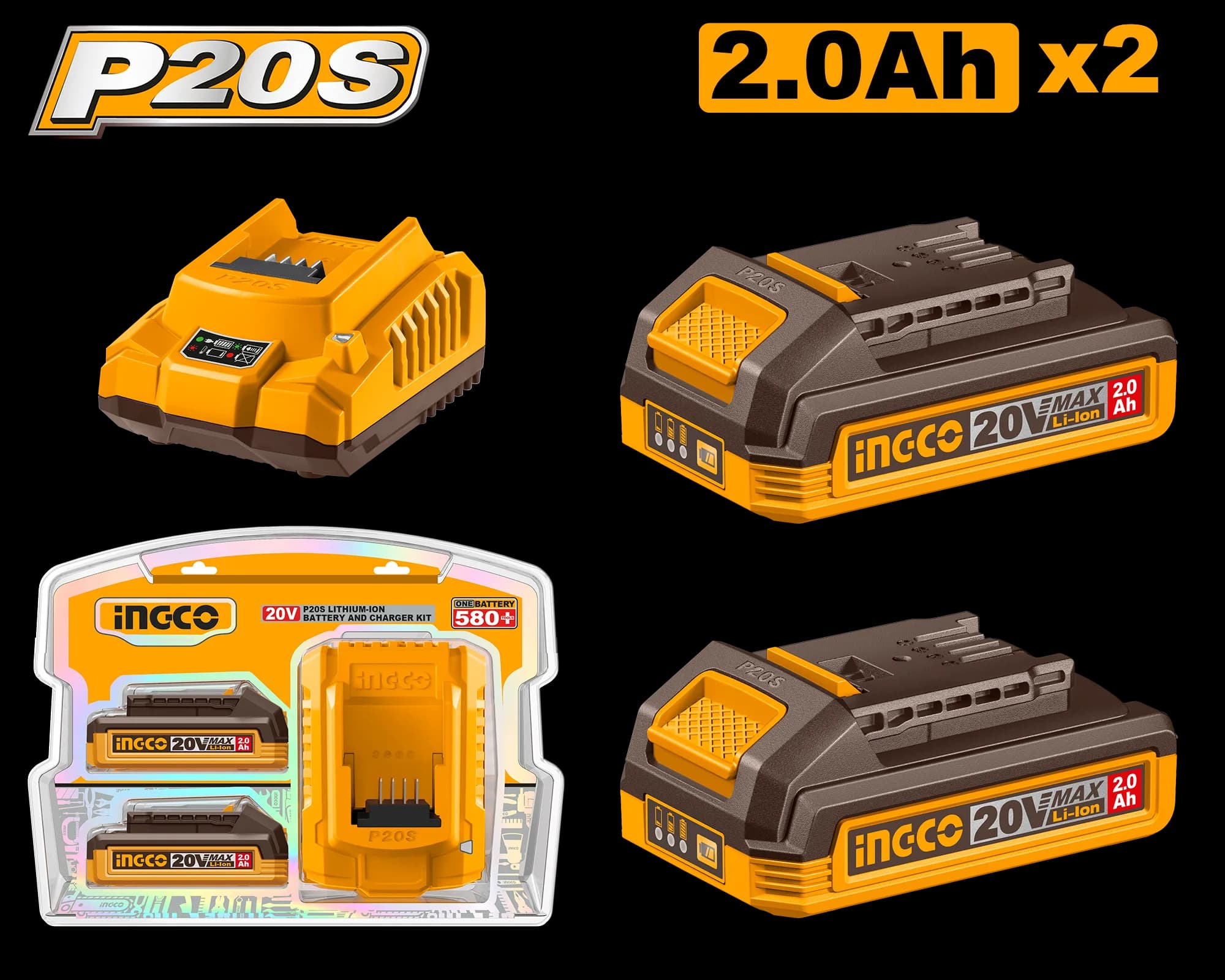 Baterie (Acumulator) 20V 2Ah Set 2 buc cu Incarcator