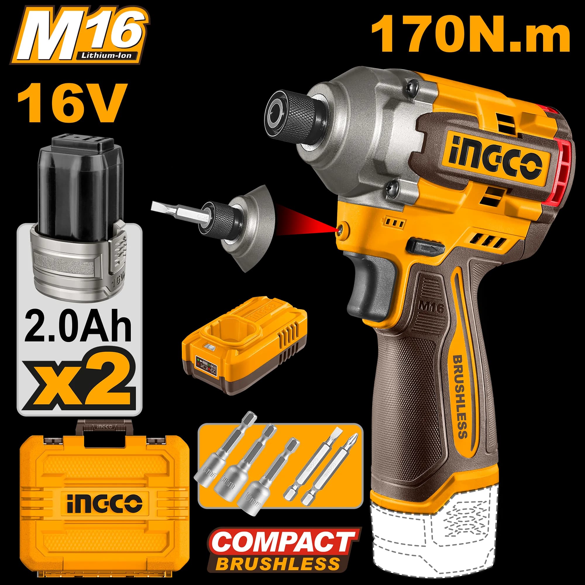 Bormasina 16V 170Nm cu Impact