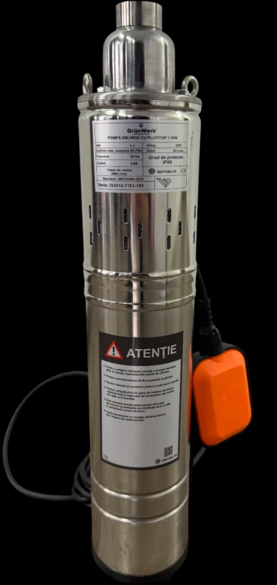 Pompa Inox cu Snec 1.1kw cu Plutitor GW