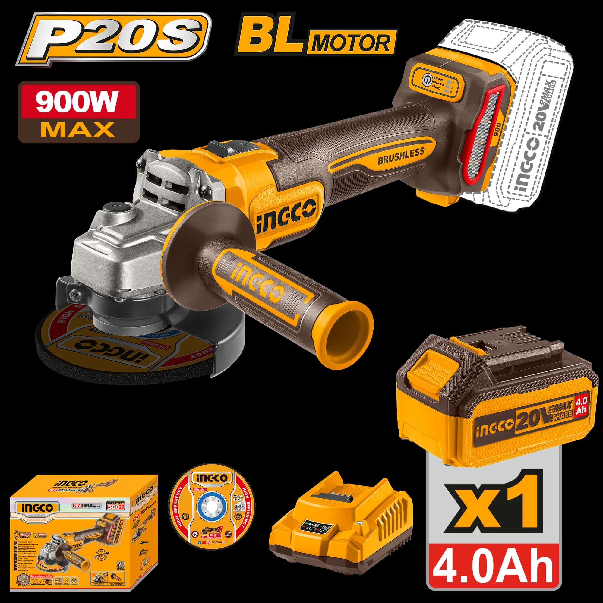 Flex Unghiular 20V 115mm 900W cu 1 Acumulator