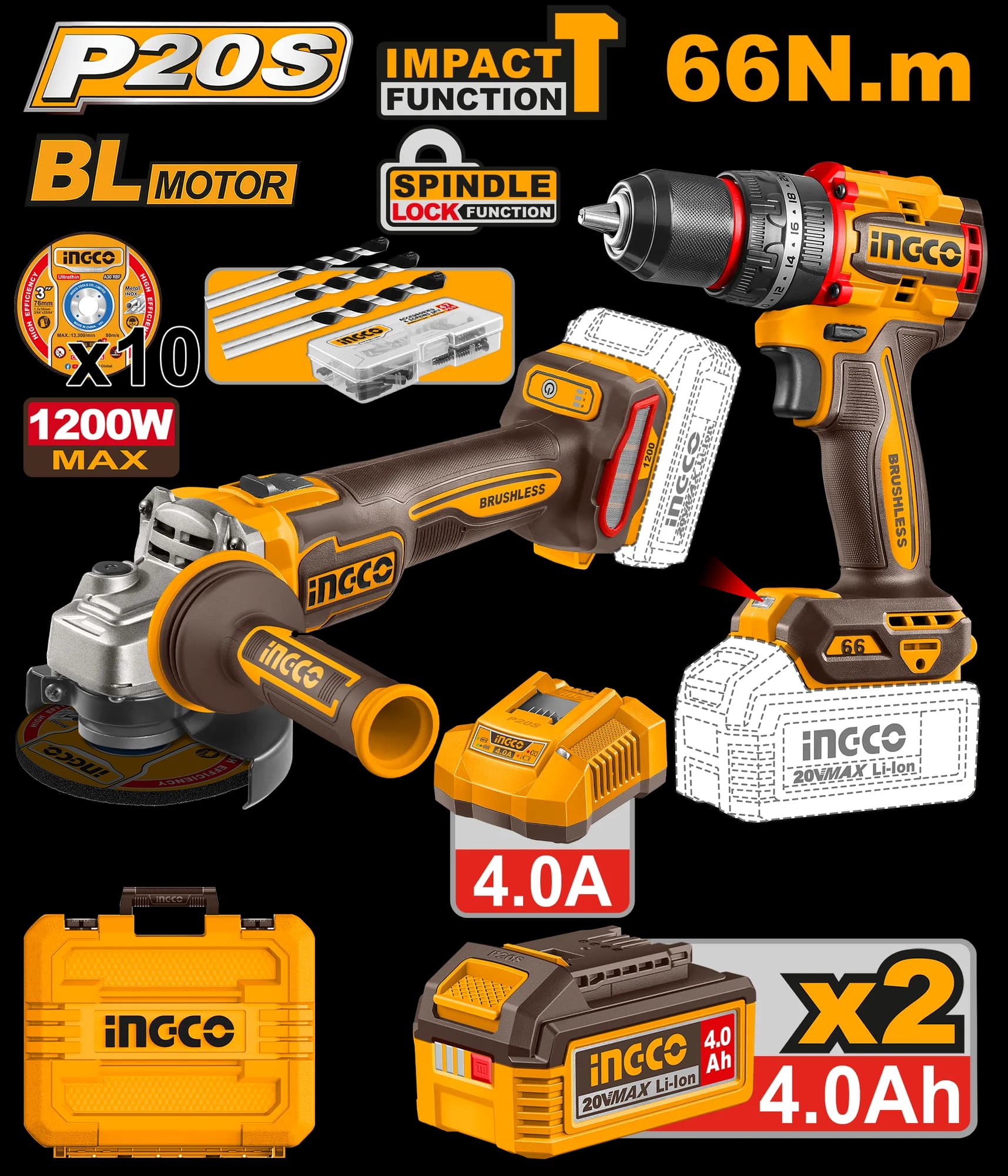 Bormasina 66nm si Flex Unghiular 20V