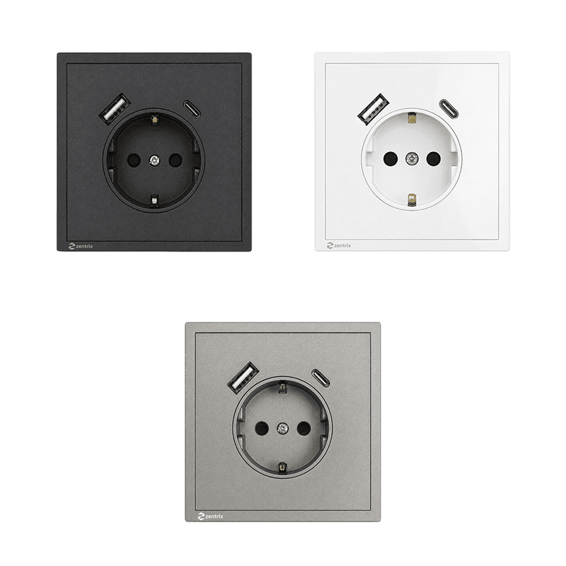 Priza cu USB + Type-C  5V / 2000 mA, 80 x 80 mm ALBA