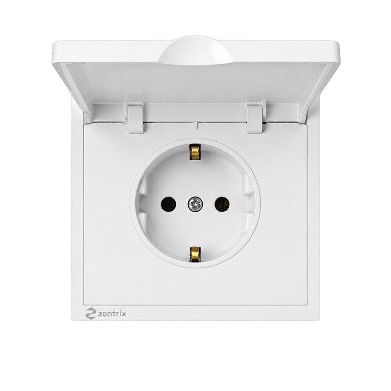 Priza simpla cu Impamantare si capac  16A, 250V, 80 x 80 mm GRI
