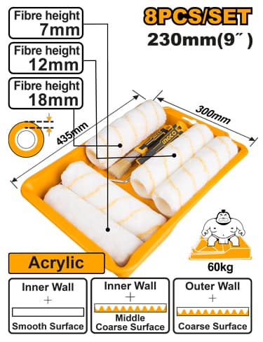 Set Trafaleti cu Pensula Tava Interior/Exterior 8buc