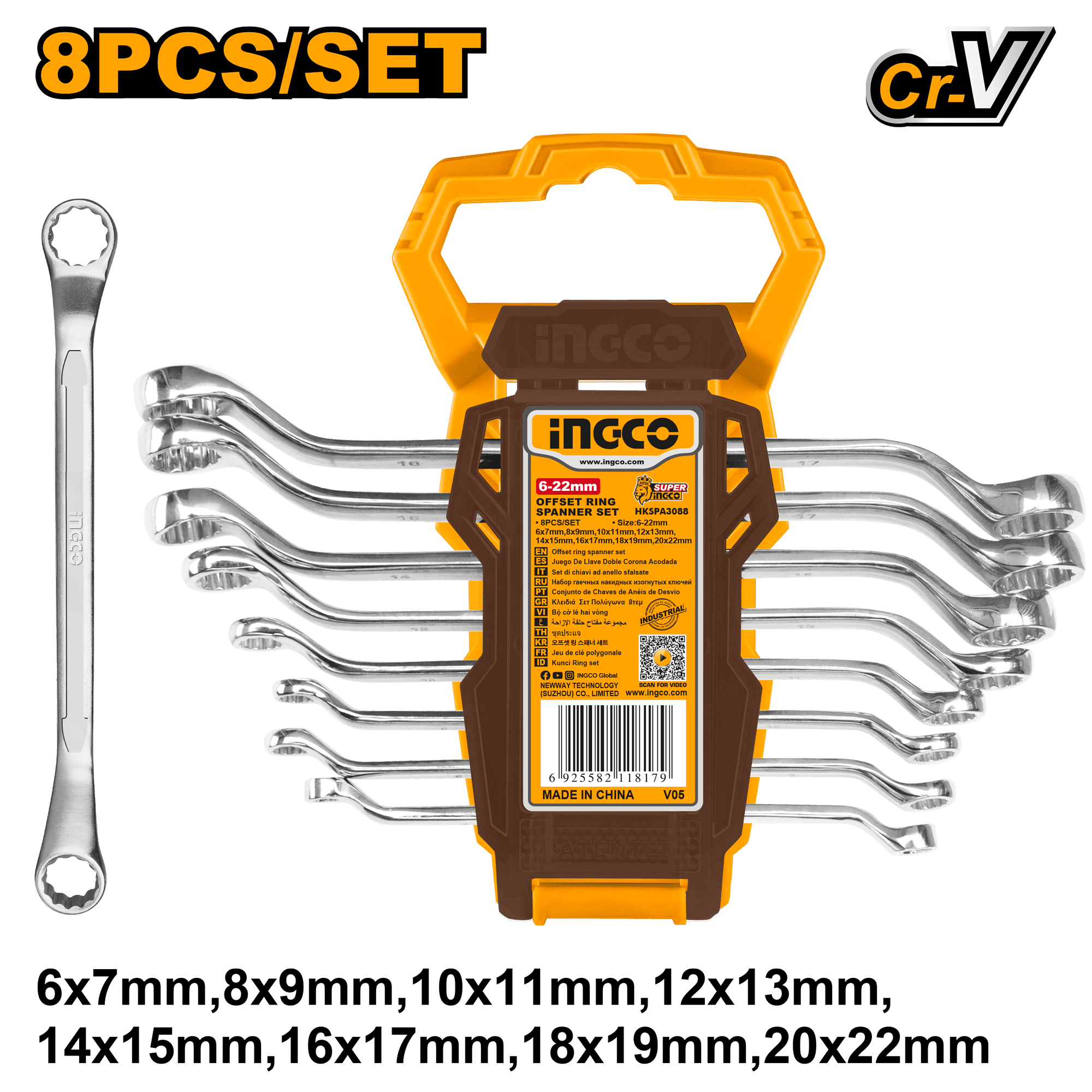 Trusa Chei Inelare Cotite 6-22mm 8buc