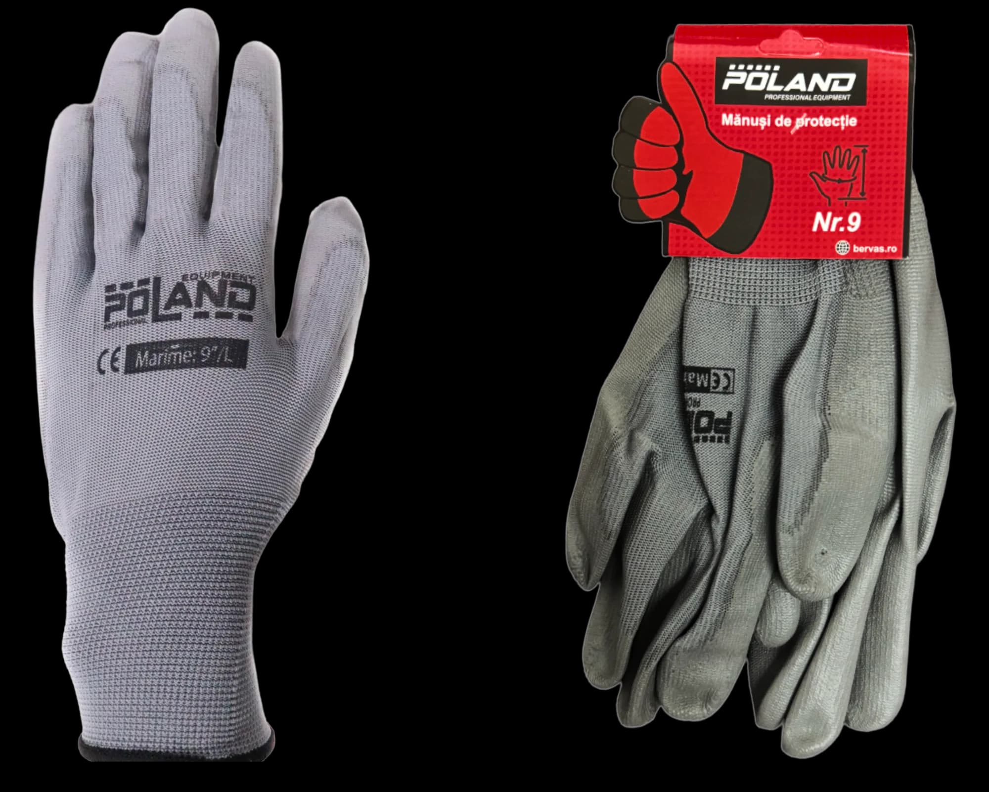 Manusi Cauciucate Poland PU Nr.9 L Gri