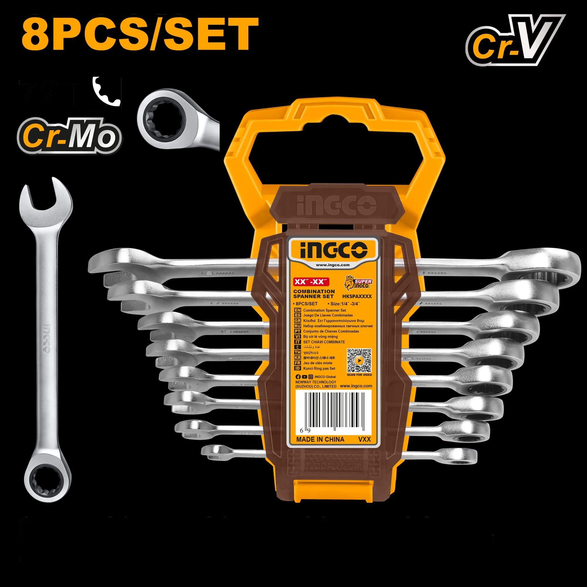 Trusa Chei Combinate cu Clichet 8-19mm 8buc