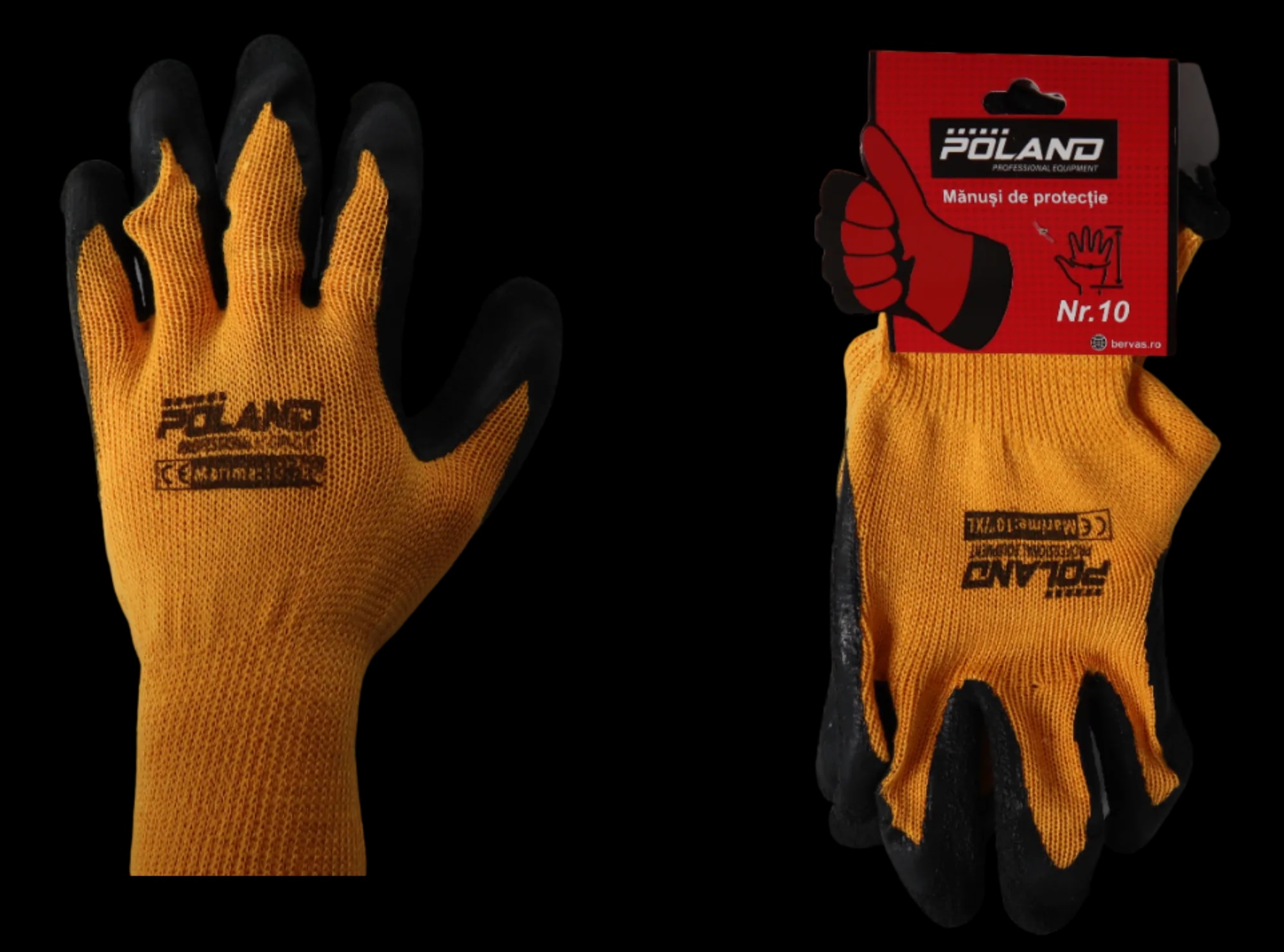 Manusi Cauciucate Panza Poland Negru/Portocaliu Nr.10 XL