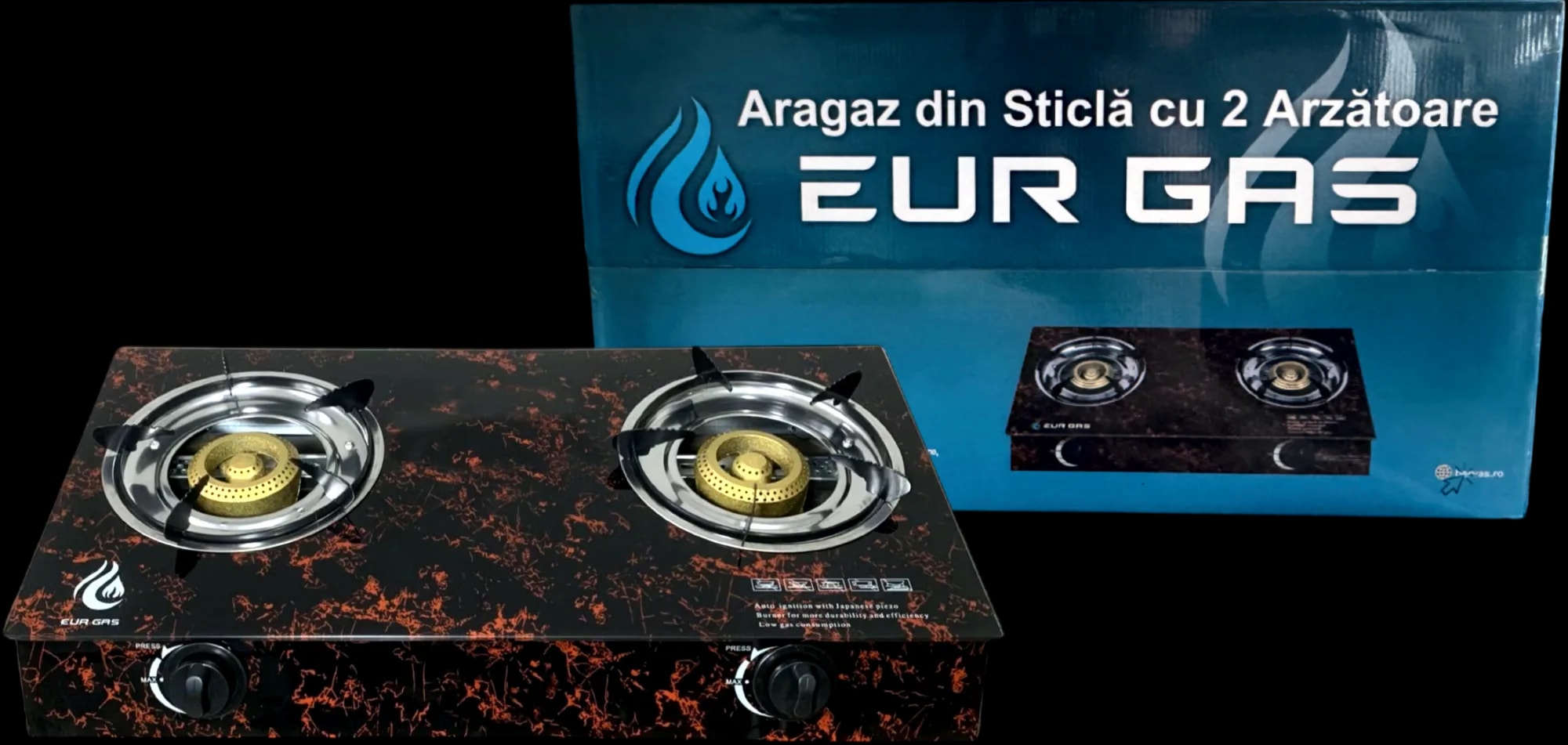 Aragaz Exterior EurGas Sticla cu 2 Arzatoare 2 Q