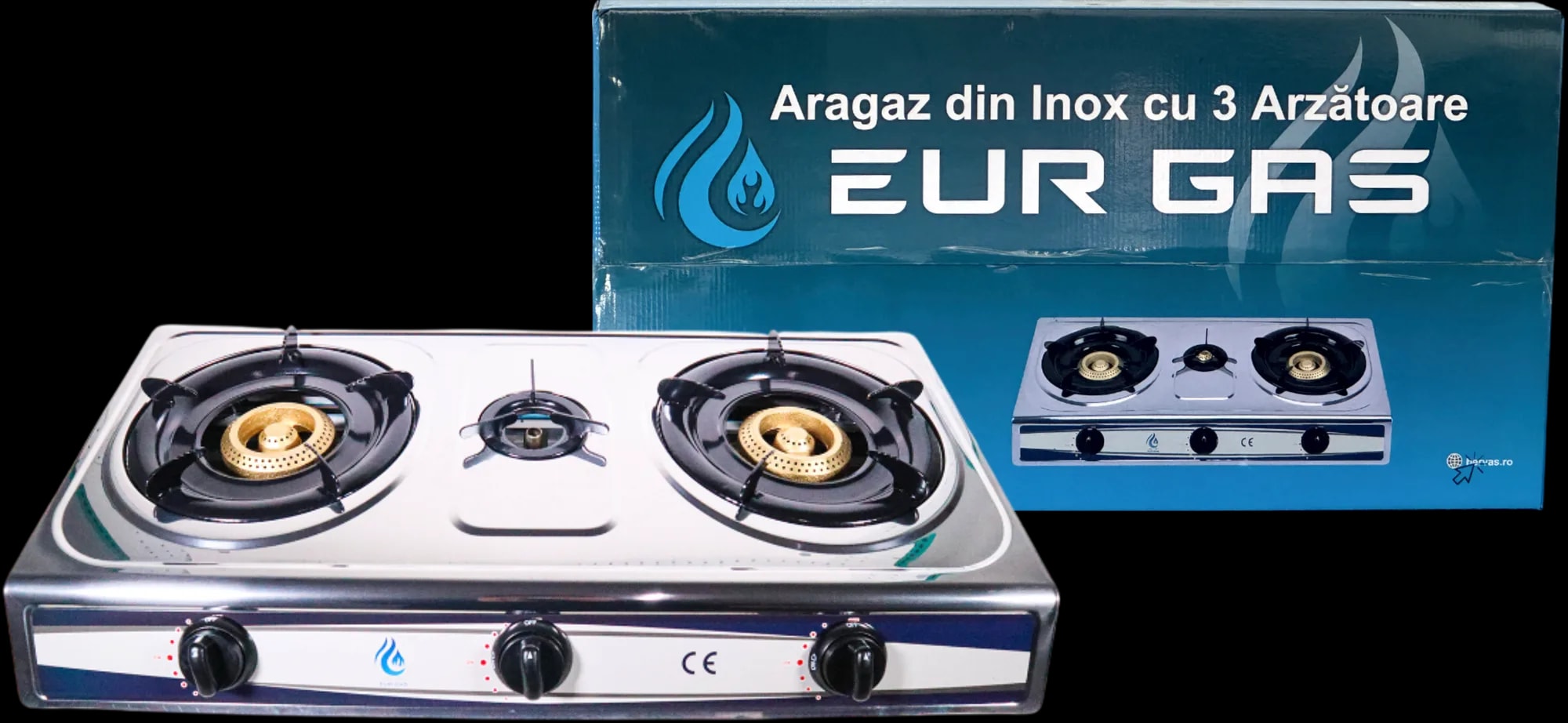 Aragaz Exterior EurGas Inox cu 3 Arzatoare 3 Q