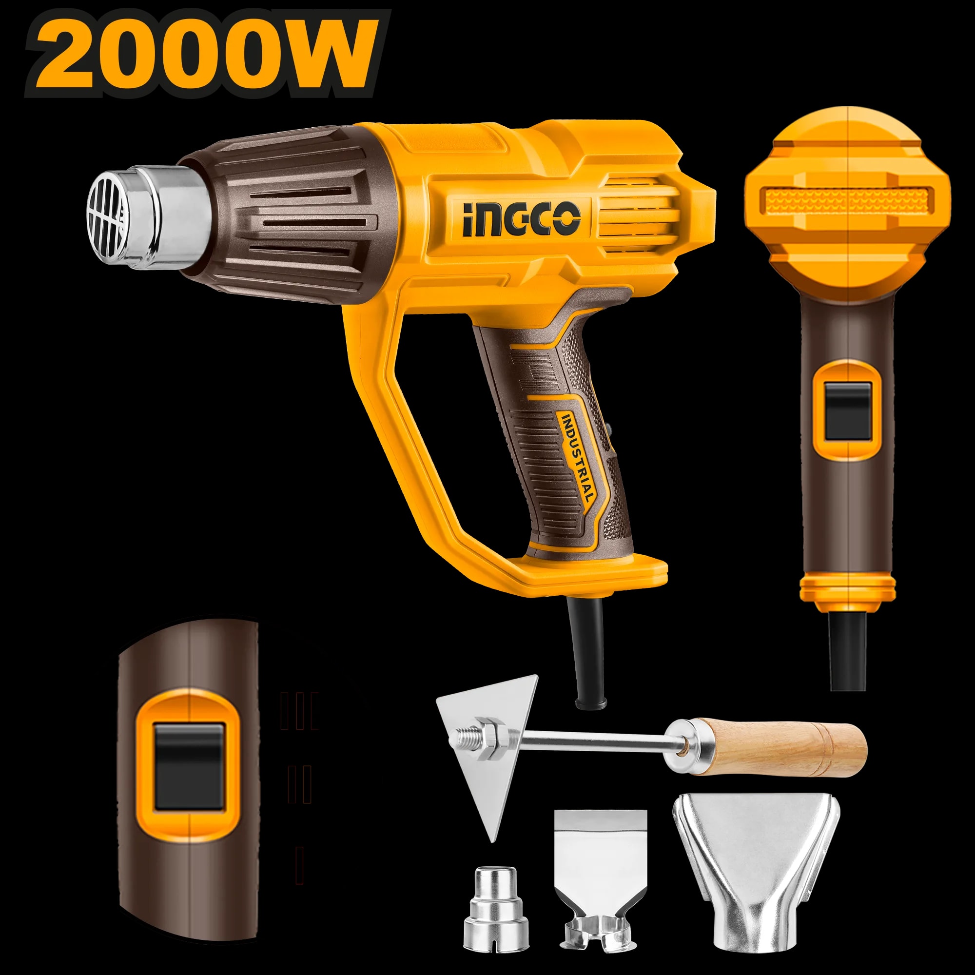 Pistol cu Aer Cald 2000W cu 3 Reglaje + Accesorii